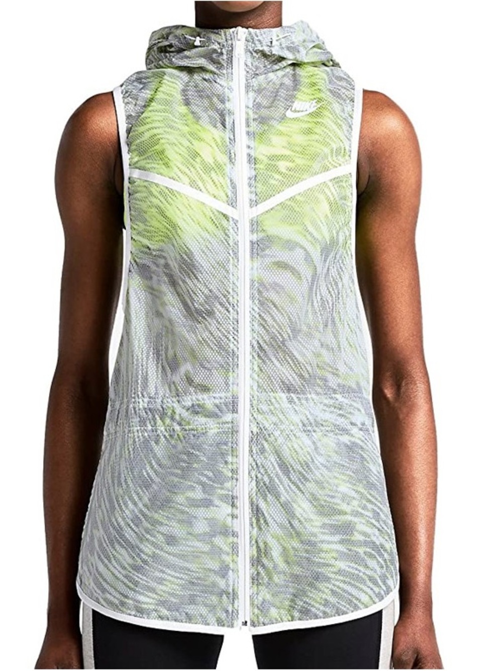 Nike Tech Hyperfuse Neon Yellow & White Hooded windbreaker zip up vest